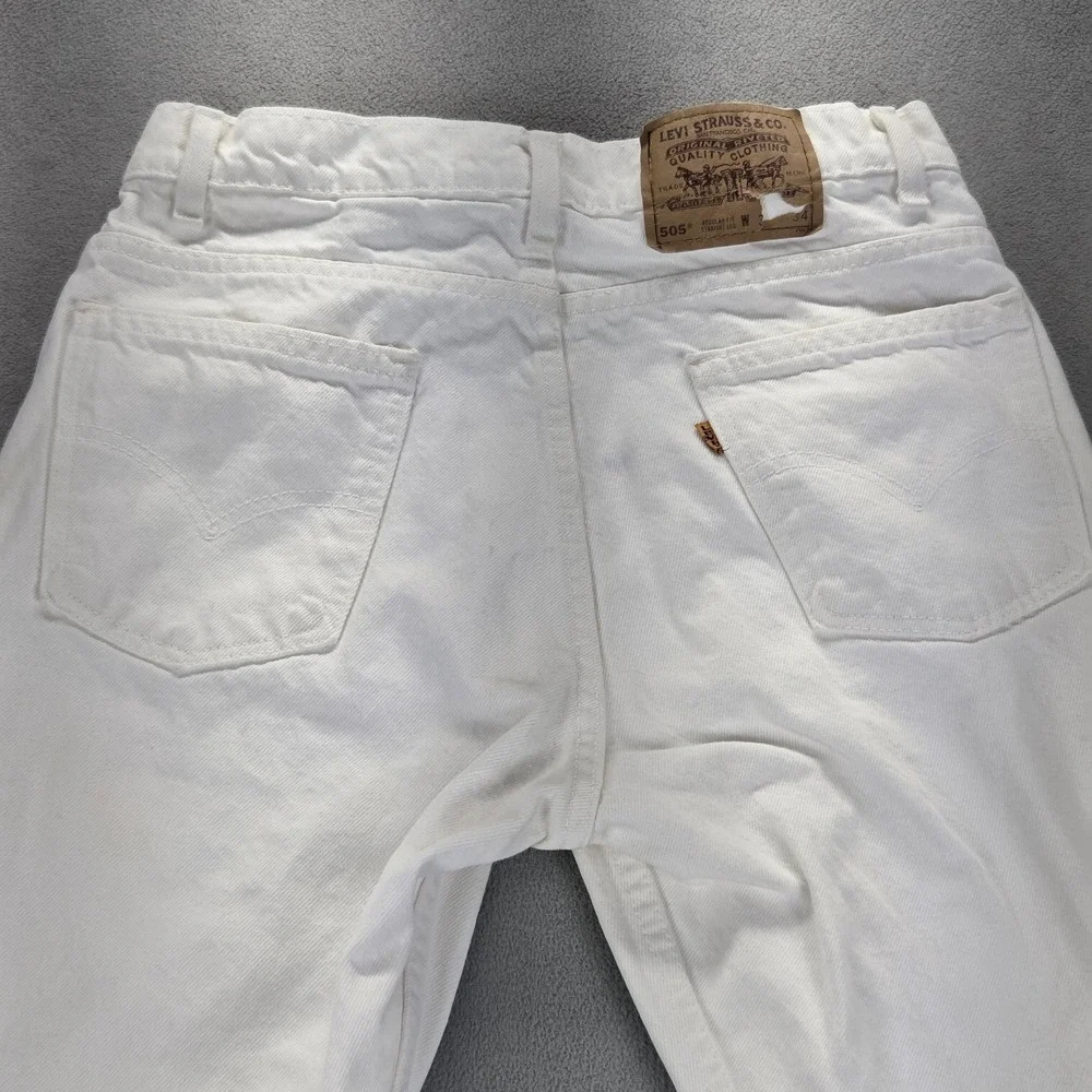 VTG Levis 505 Jeans Mens White Made‎ In USA Fits 27x29